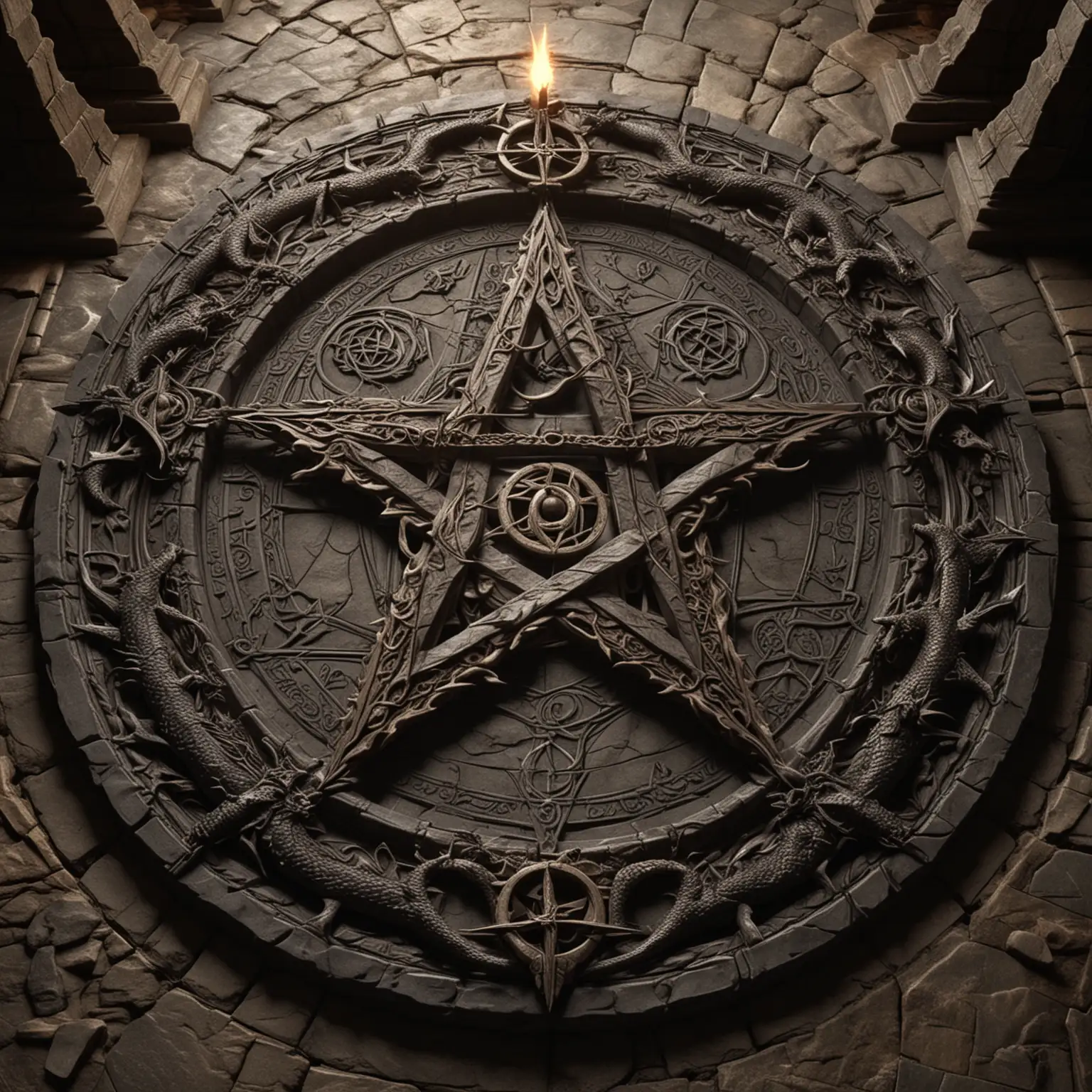 Hyper Realistic 8K Quality Pentagram in Dragon Sanctuary