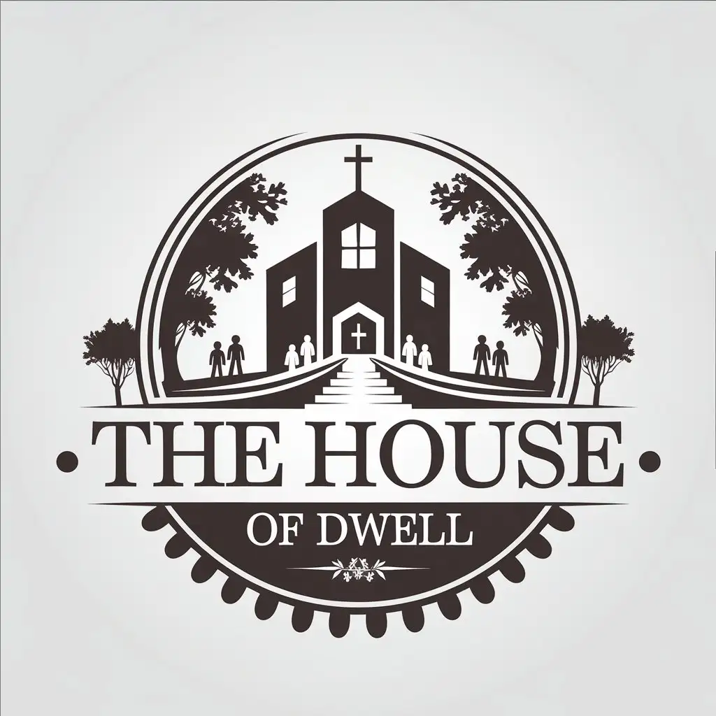 LOGO Design for The House of Dwell Church People Cross Trees and Complex Theme for Religious Industry