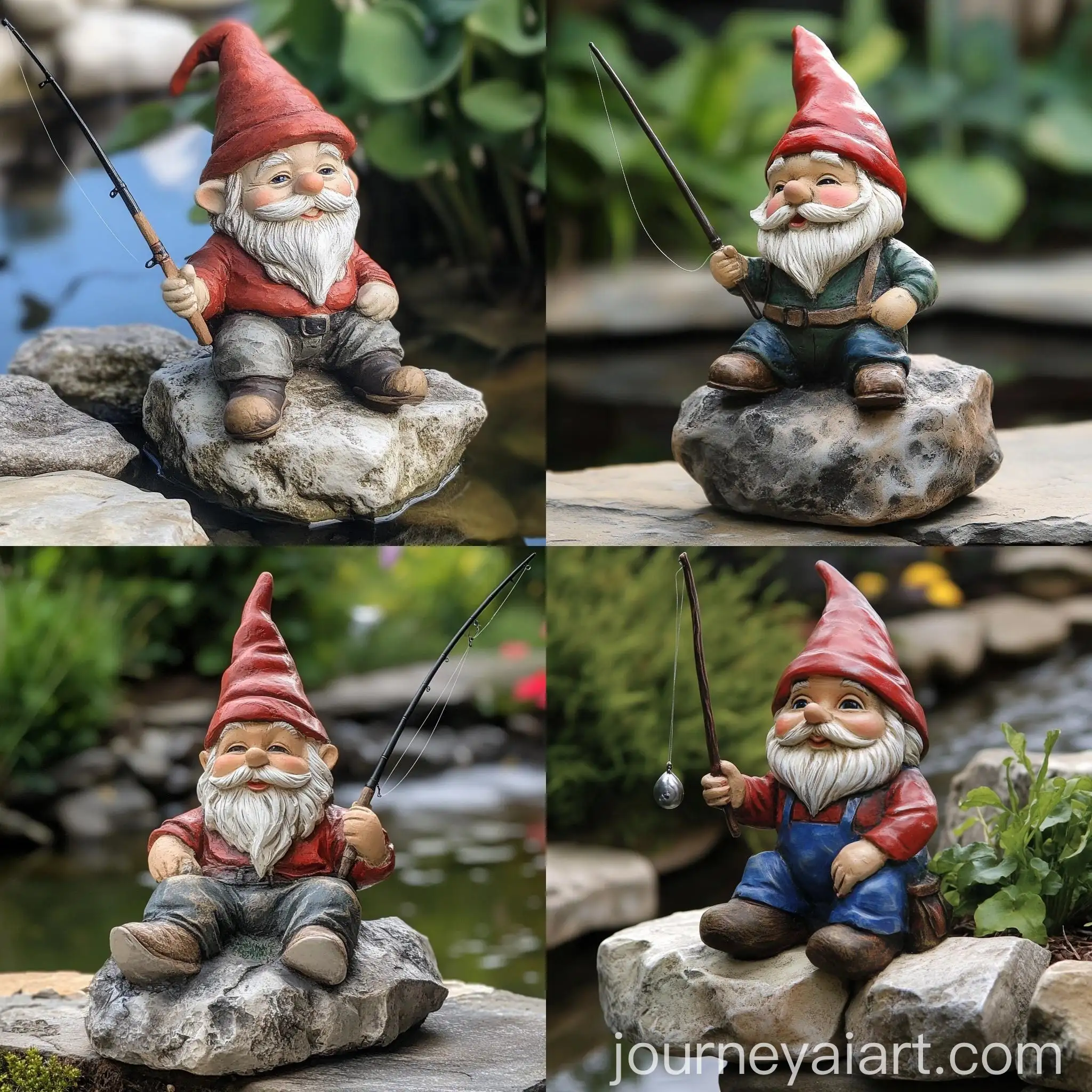 Garden-Gnome-Sitting-Fishing-in-Tranquil-Setting