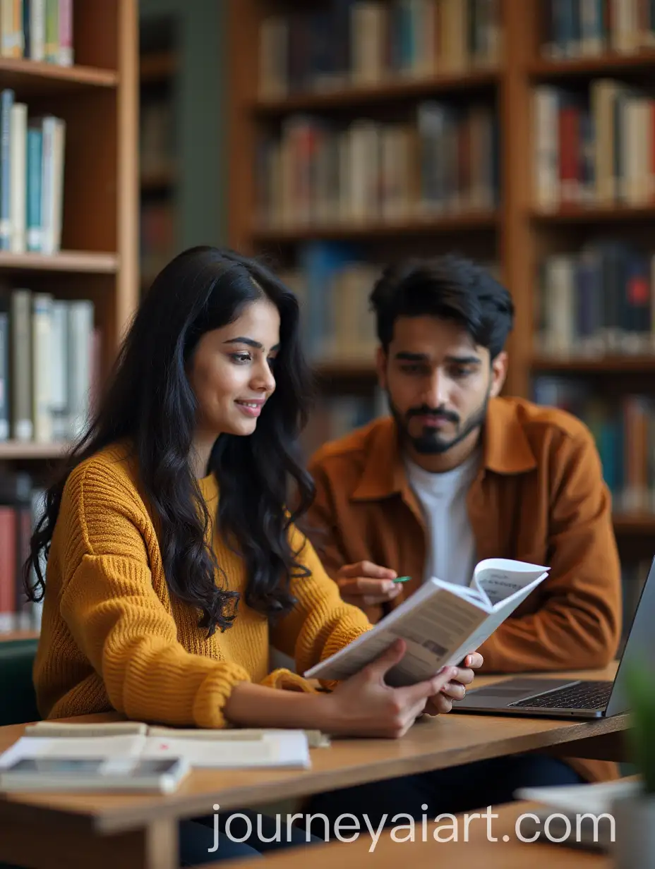 Jasmine-and-Dhruv-Engaged-in-Study-at-College-Library