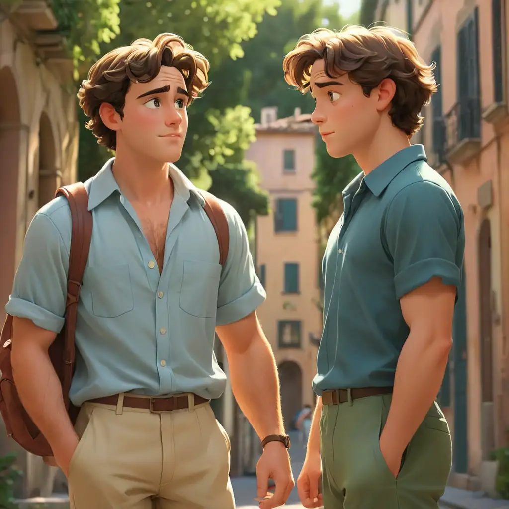 Gay Cartoon Romance Elio and Oliver Inspired by Call Me By Your Name