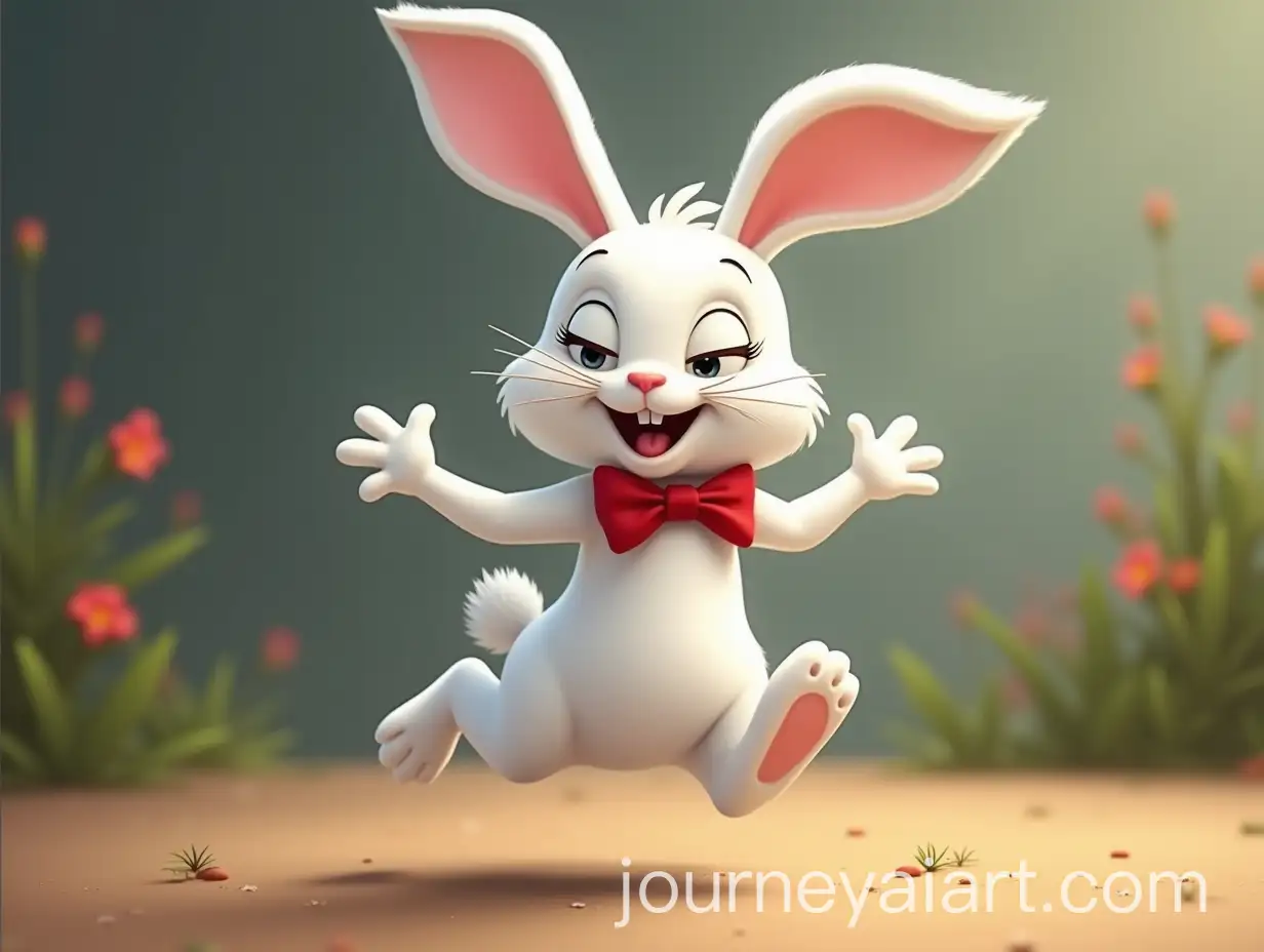 White-Rabbit-with-Droopy-Eyes-and-Red-Bow-Tie-Hopping-in-Disney-Pixar-Style