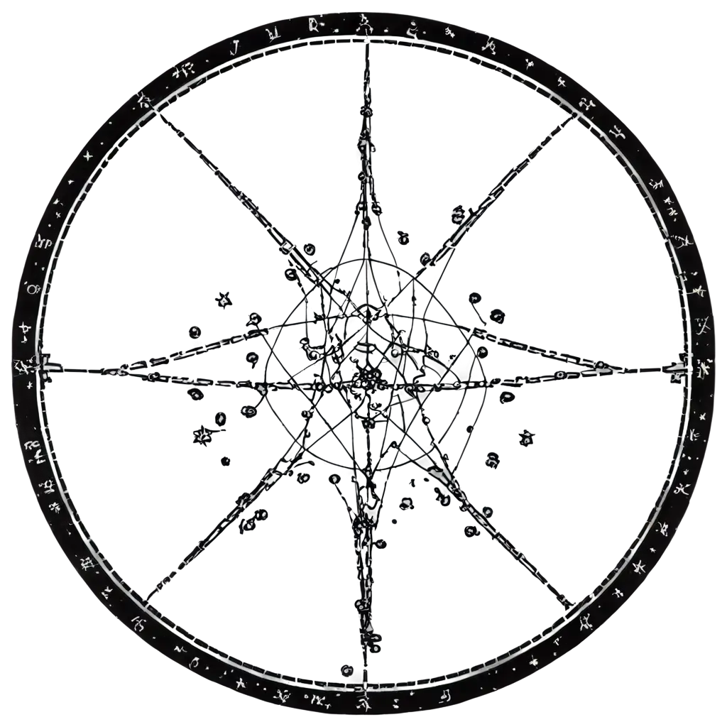 Beautiful ancient constellation chart black ink