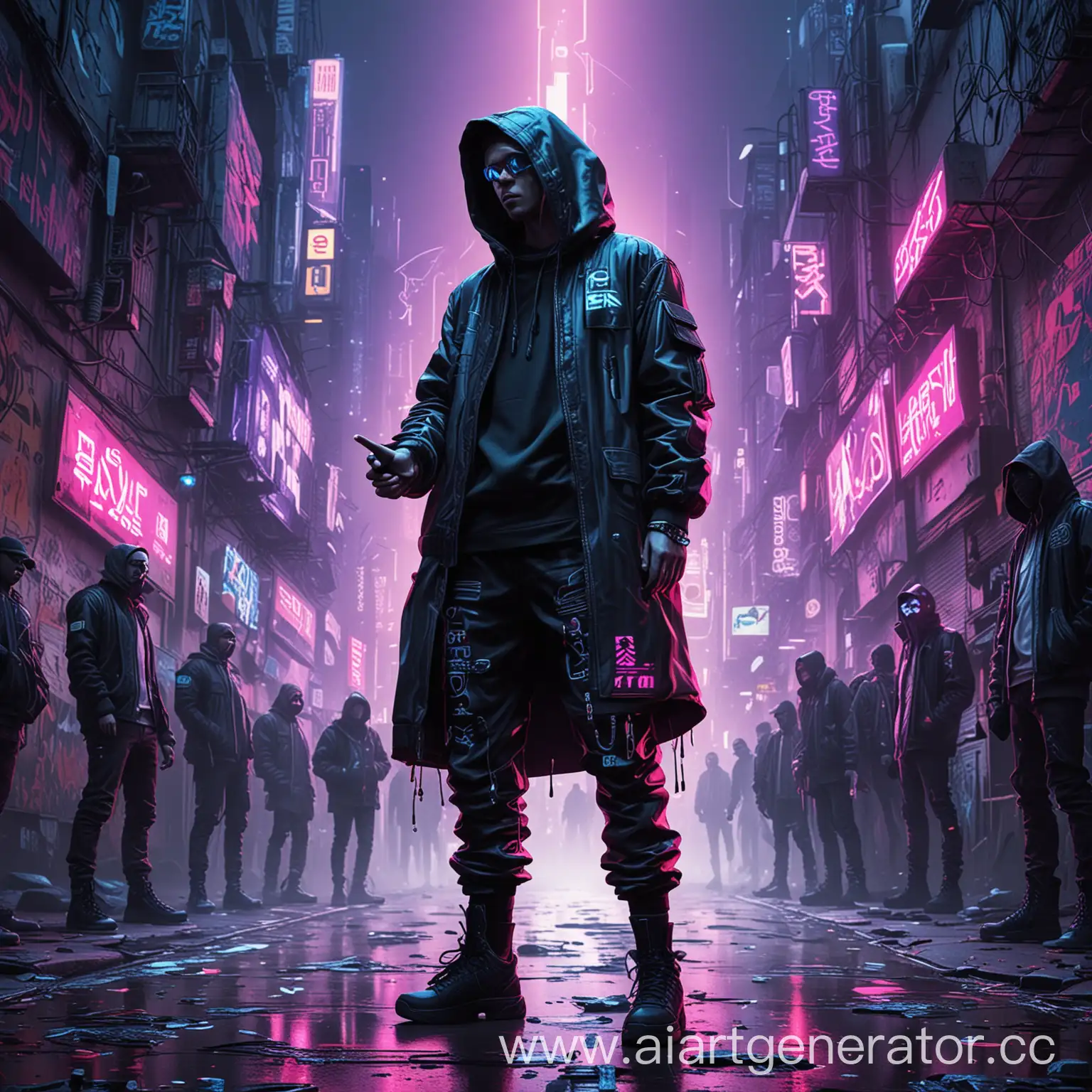 Cyberpunk-HipHop-Rapper-in-Neon-Cityscape