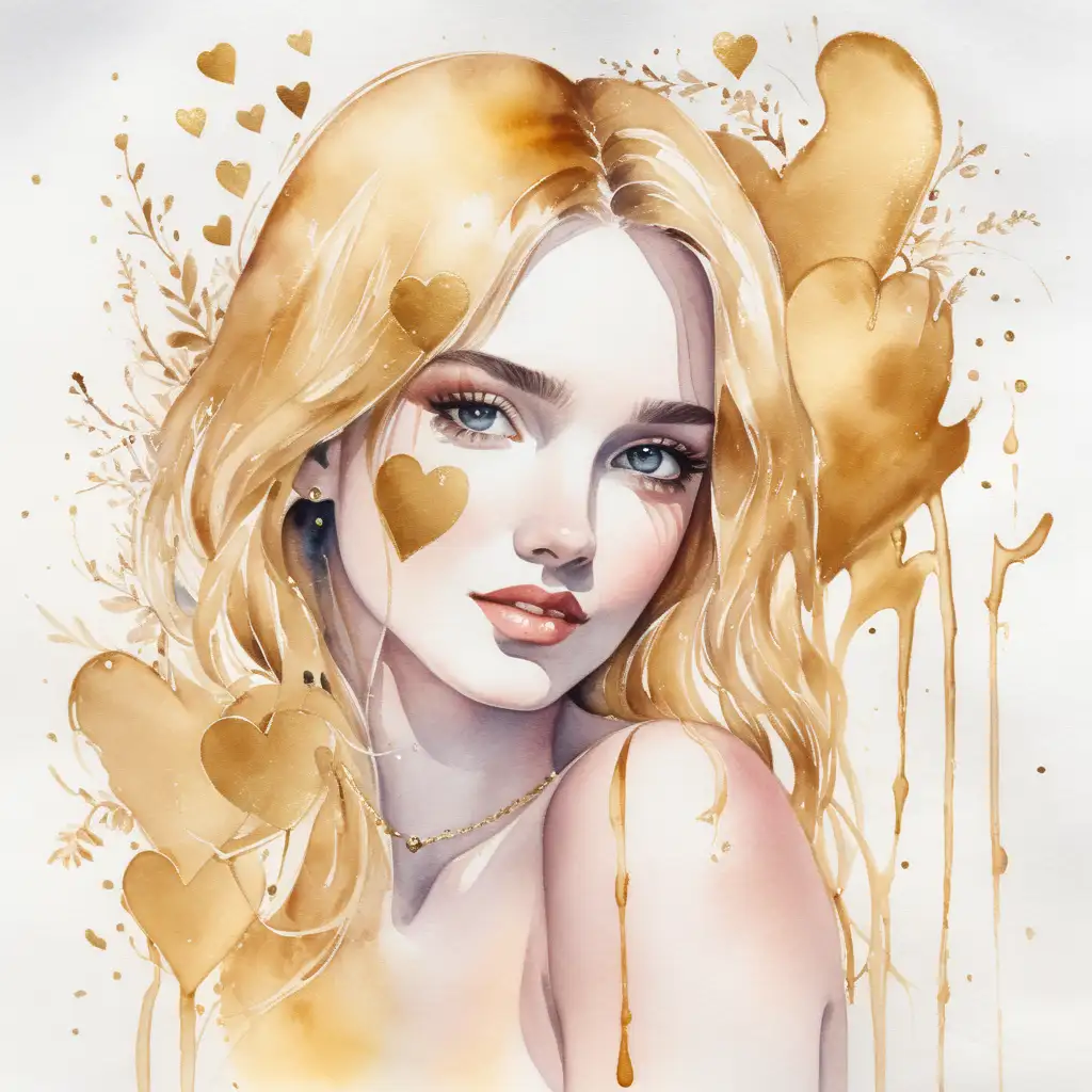 Ethereal Woman with a Heart of Gold in Watercolor