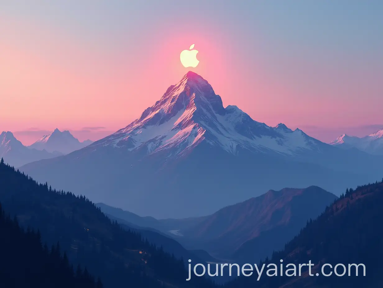 Vibrant-Mountain-Landscape-Featuring-the-Iconic-Apple-Logo