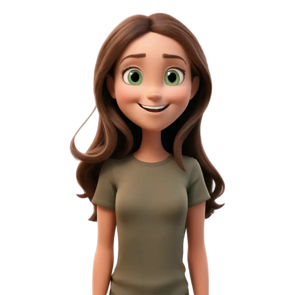 Cartoon-Girl-PNG-Image-Brown-Hair-Green-Eyes-and-Happy-Expression