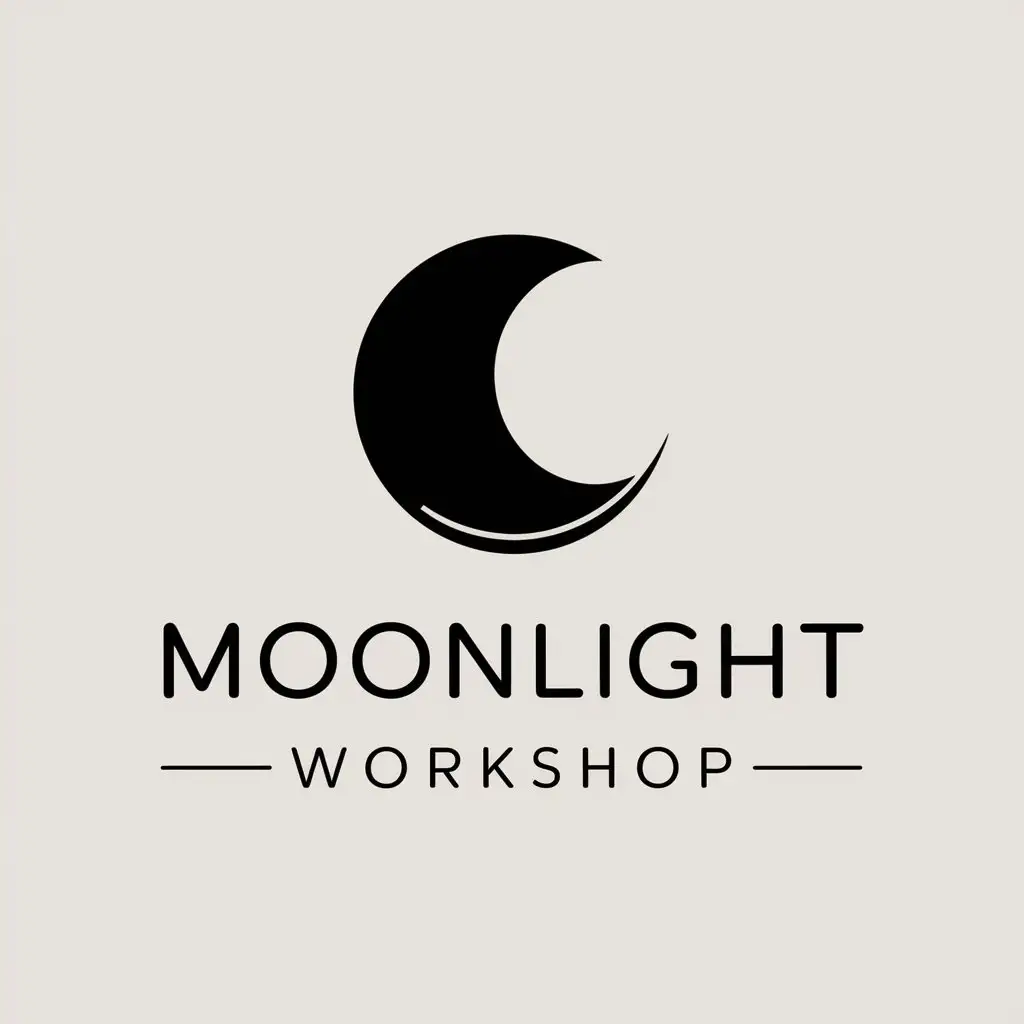 a vector logo design,with the text "moonlight workshop", main symbol:moonlight,Minimalistic,be used in Others industry,clear background