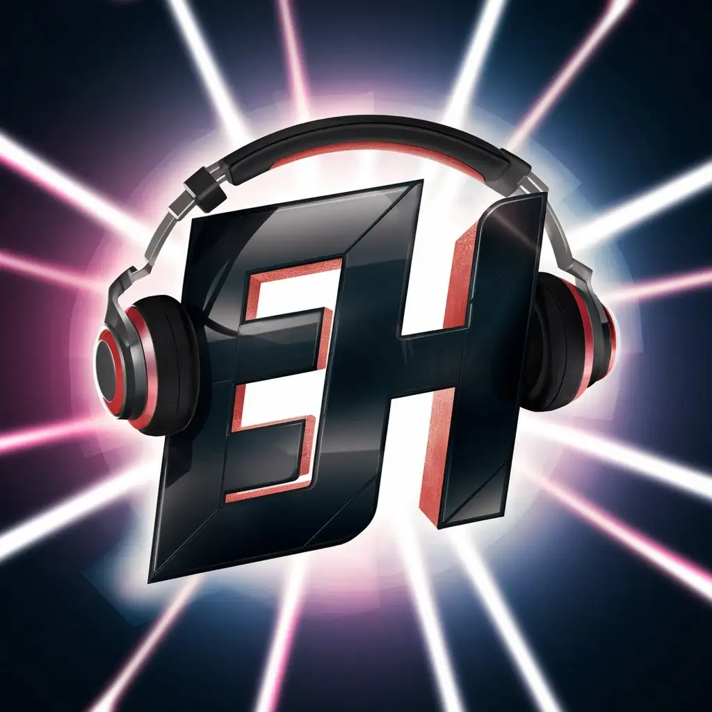 Hardstyle Music Logo with E H Letters and Headset