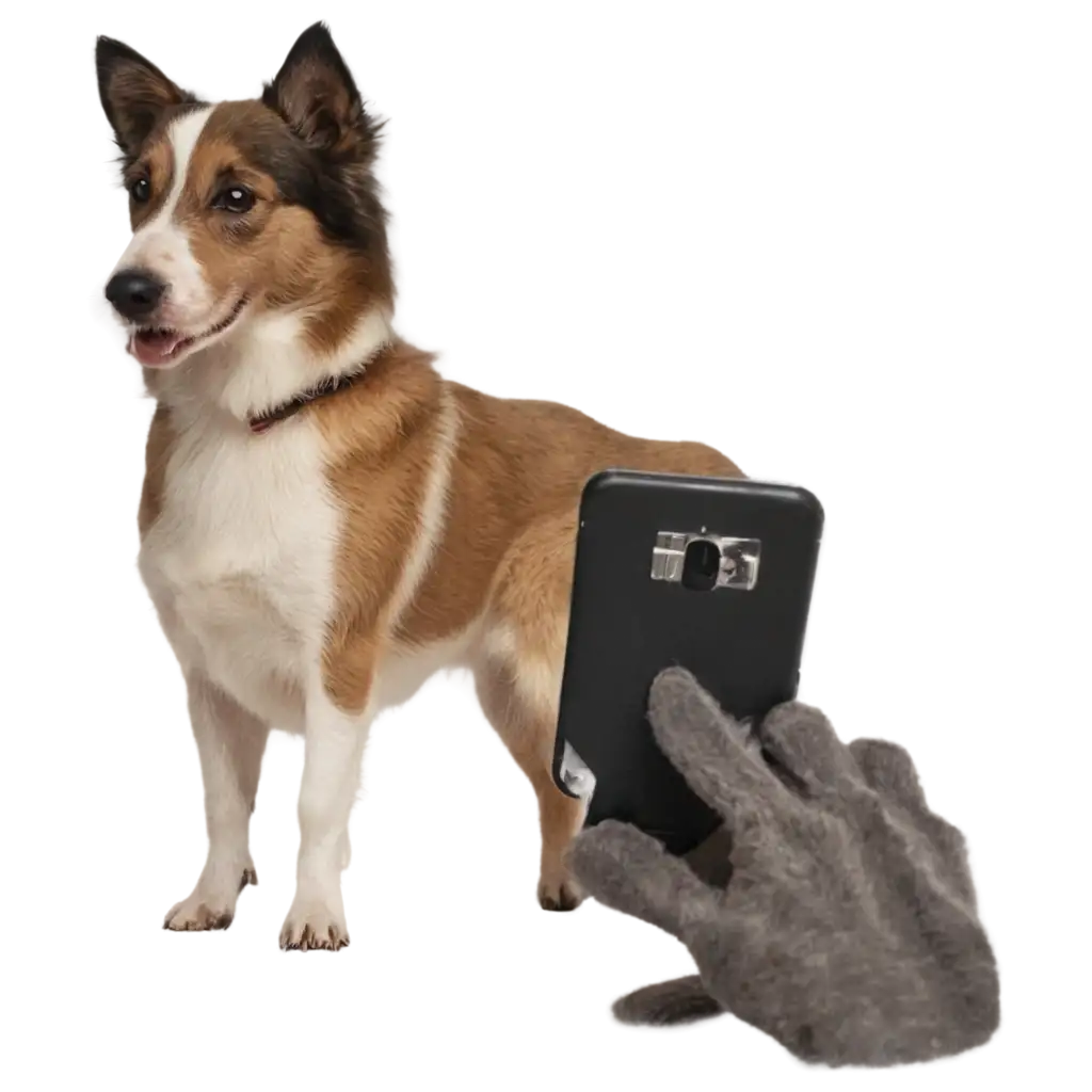 PNG-Image-Dog-Using-Cellphone-Creative-AI-Art-Prompt