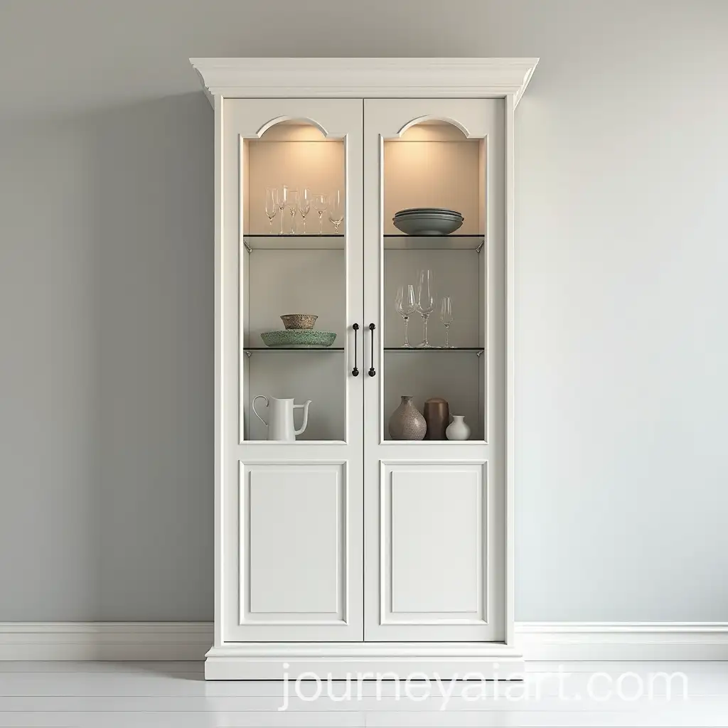 Modern-Rustic-Library-Cabinet-with-Glass-Shelves-and-Soft-Lighting