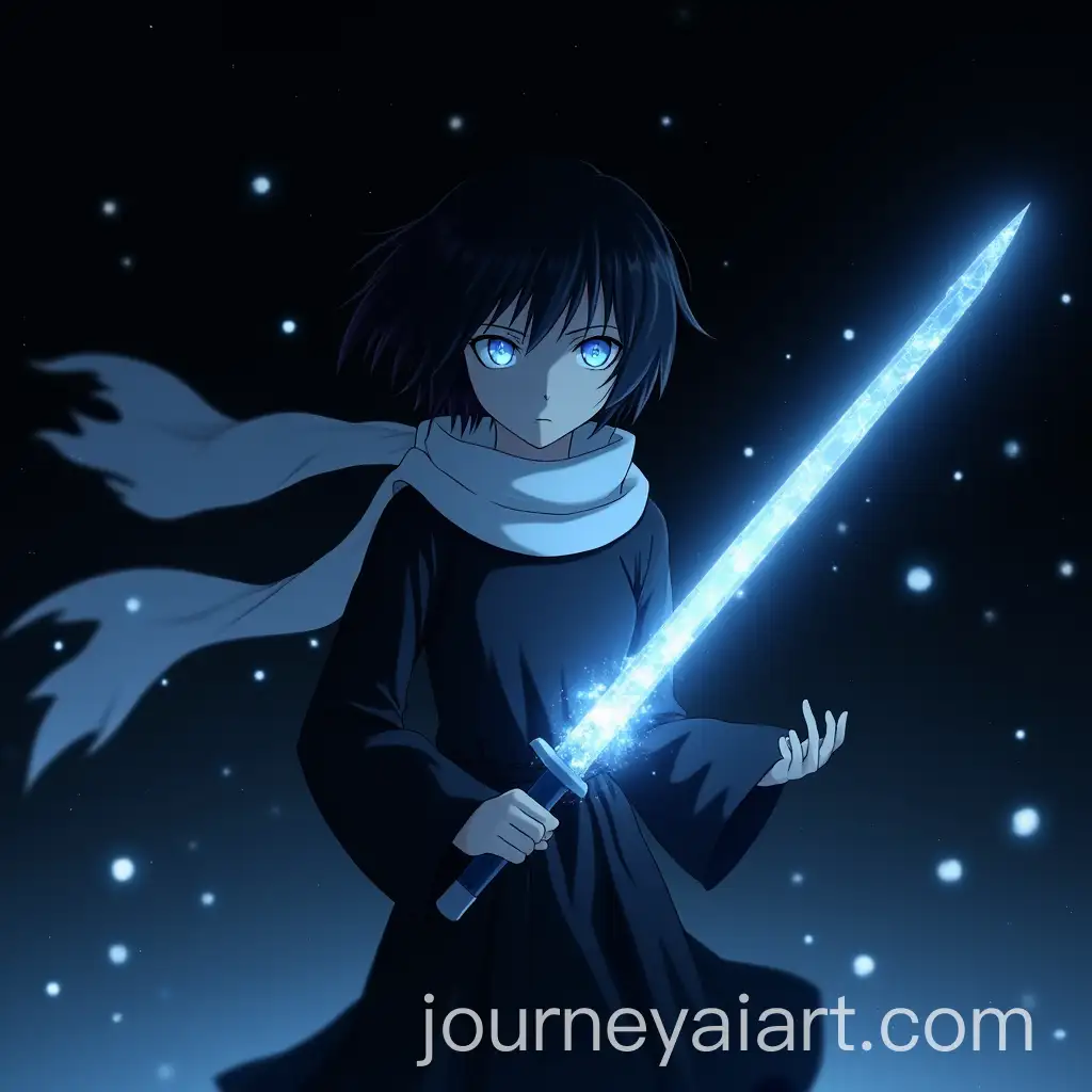Rukia-Kuchiki-in-a-Cosmic-Void-with-Ice-Sword-and-Snowflakes