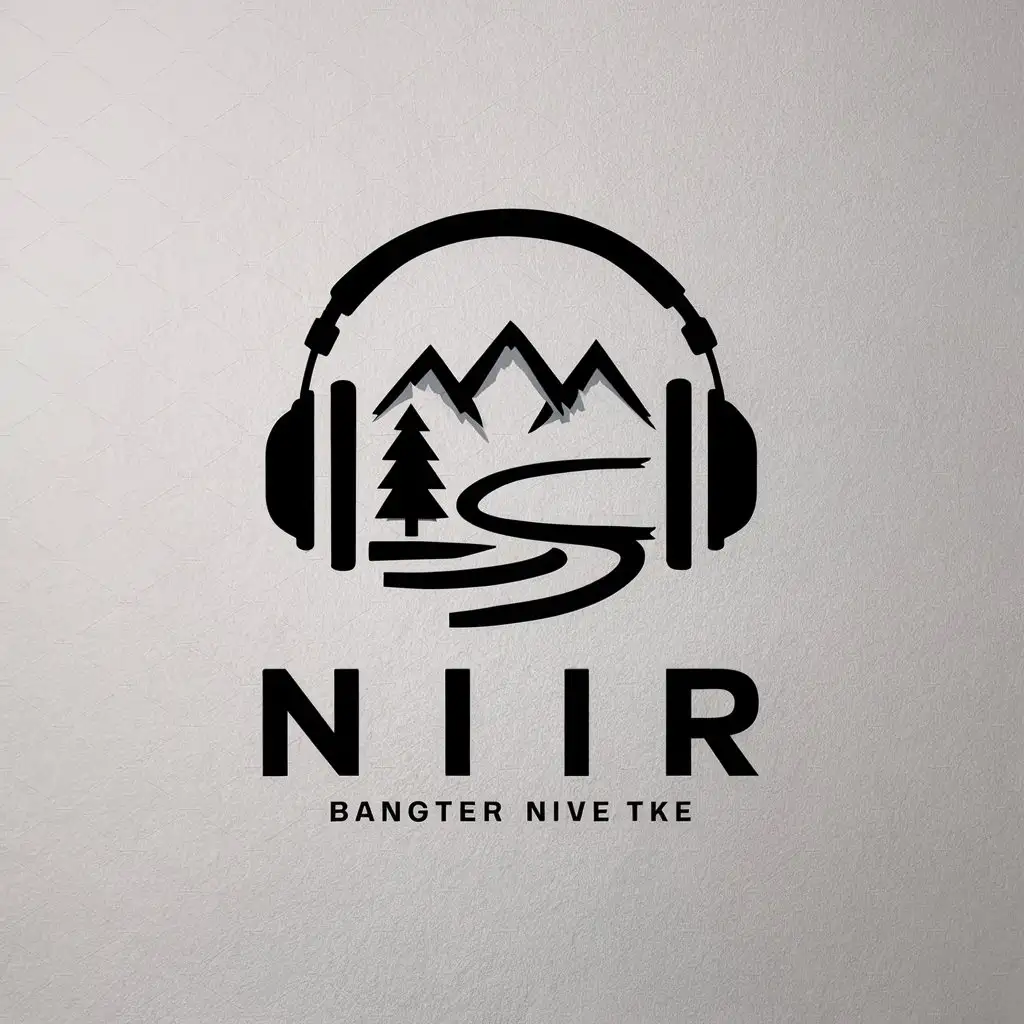 LOGO-Design-for-NIR-Minimalistic-Winter-Theme-with-Mountains-River-and-Headphones