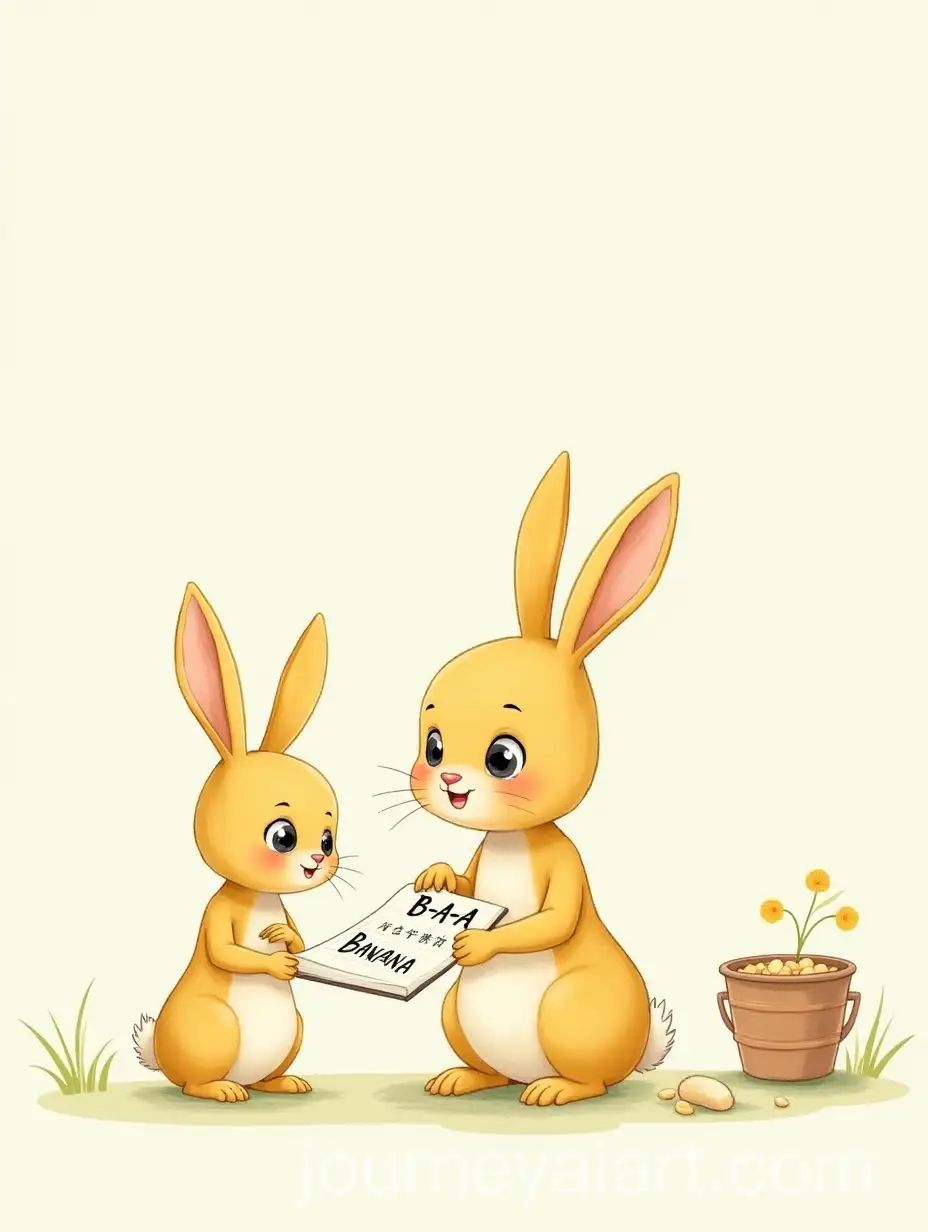 Mother-Rabbit-Teaching-Baby-Rabbit-to-Spell-Banana