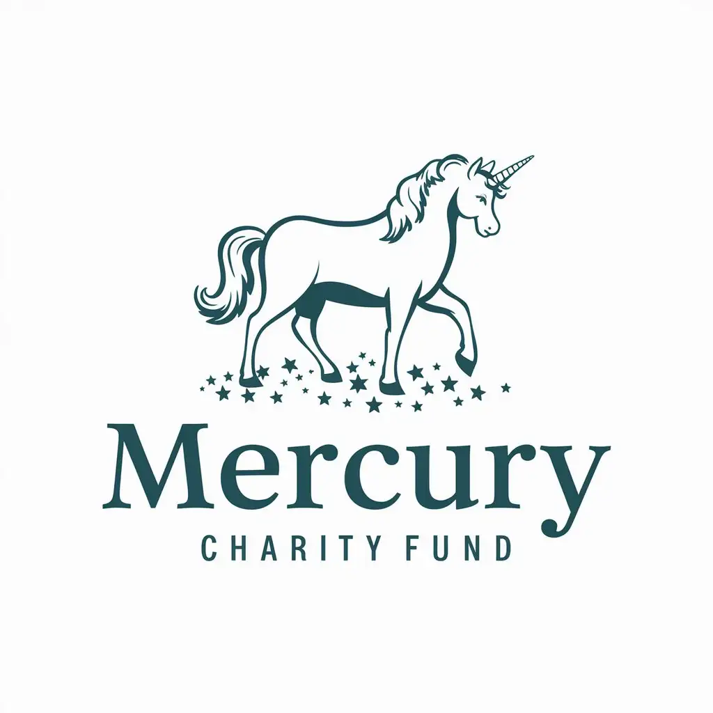 a logo design,with the text "Mercury charity fund", main symbol:unicorn,Moderate,be used in Nonprofit industry,clear background