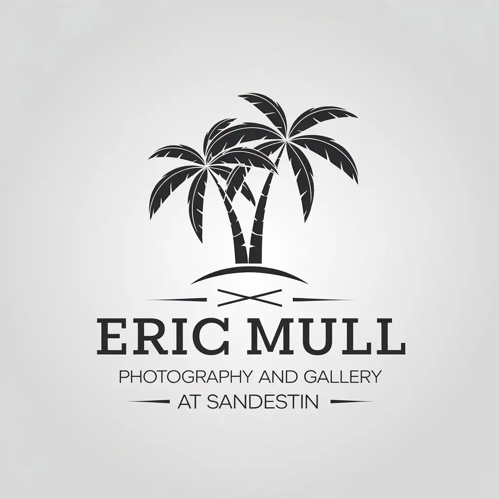 LOGO Design for Eric Mull Photography and Gallery at Sandestin Minimalistic Palm Trees with Clear Background