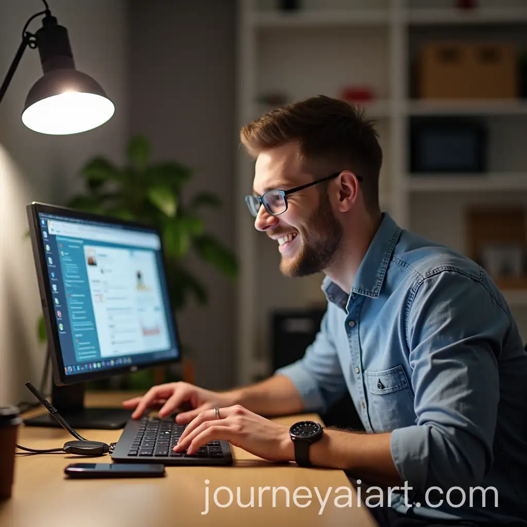 Enthusiastic-Learner-Engaged-in-Online-Course-at-Desk