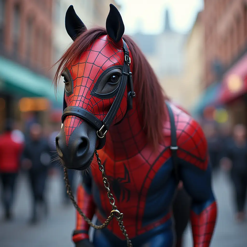 Anthropomorphic-Horse-as-SpiderMan-in-Action-Pose