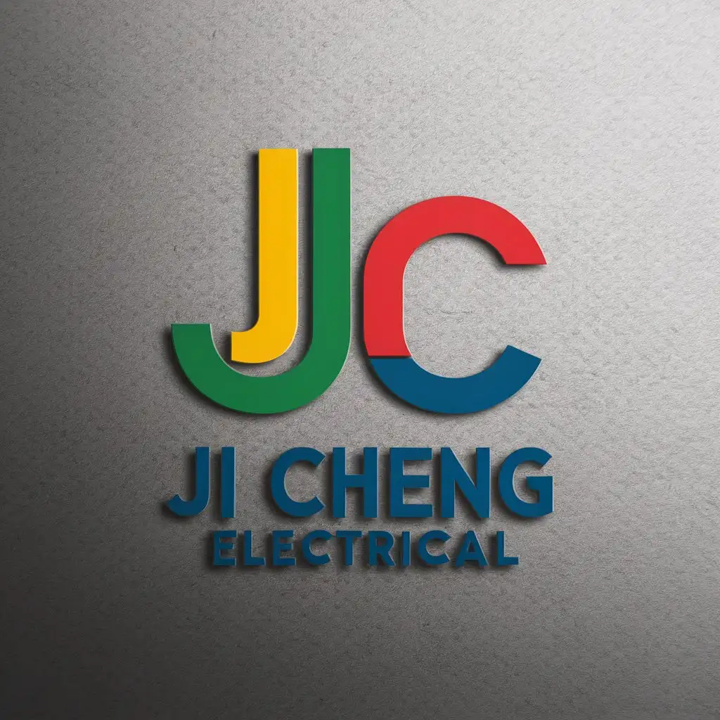 a vector logo design,with the text "Ji Cheng Electrical", main symbol:JC  color by yellow，green, Red and blue,Moderate,be used in Technology industry,clear background