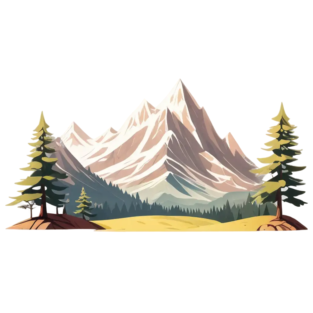 cartoon mountains with forest