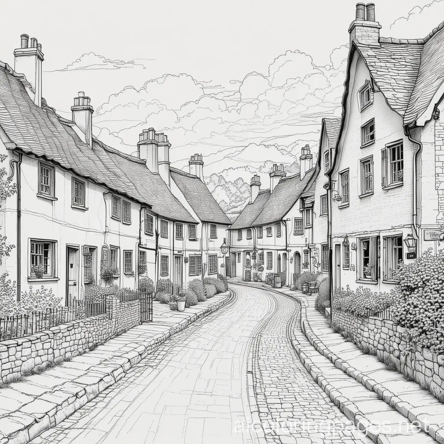 English-Village-Coloring-Page-for-Kids