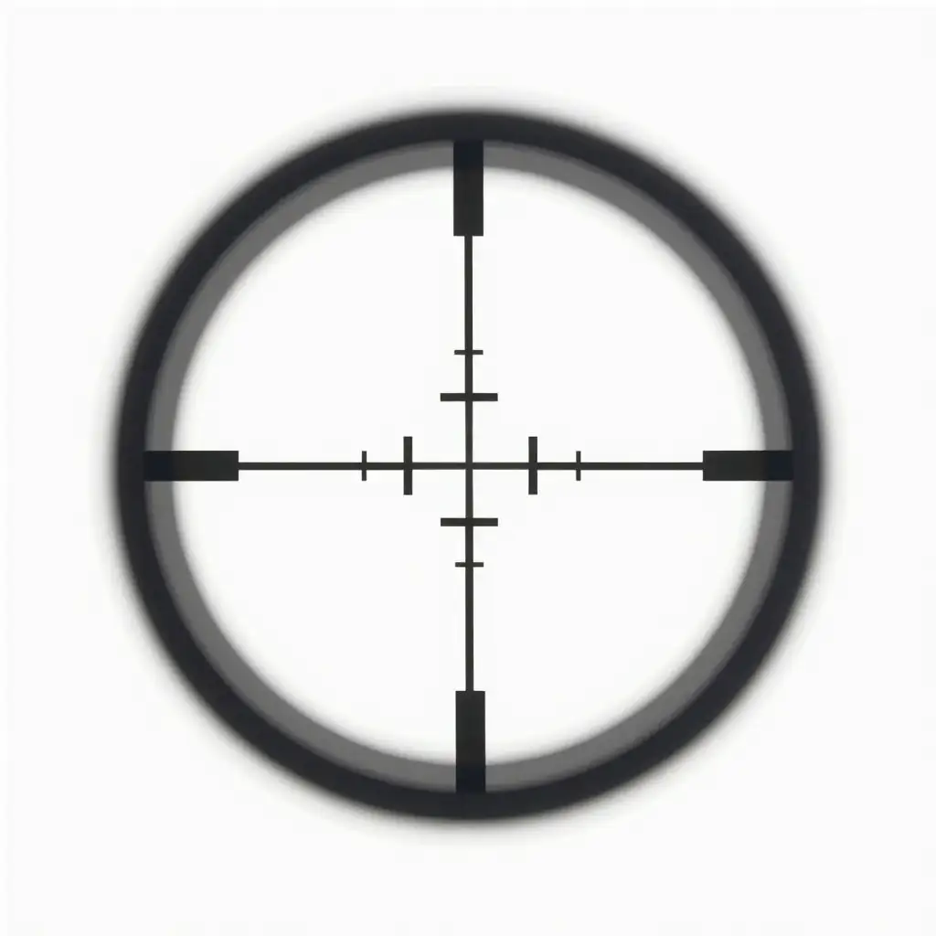 the crosshair of an optical sight, distance marks, white background