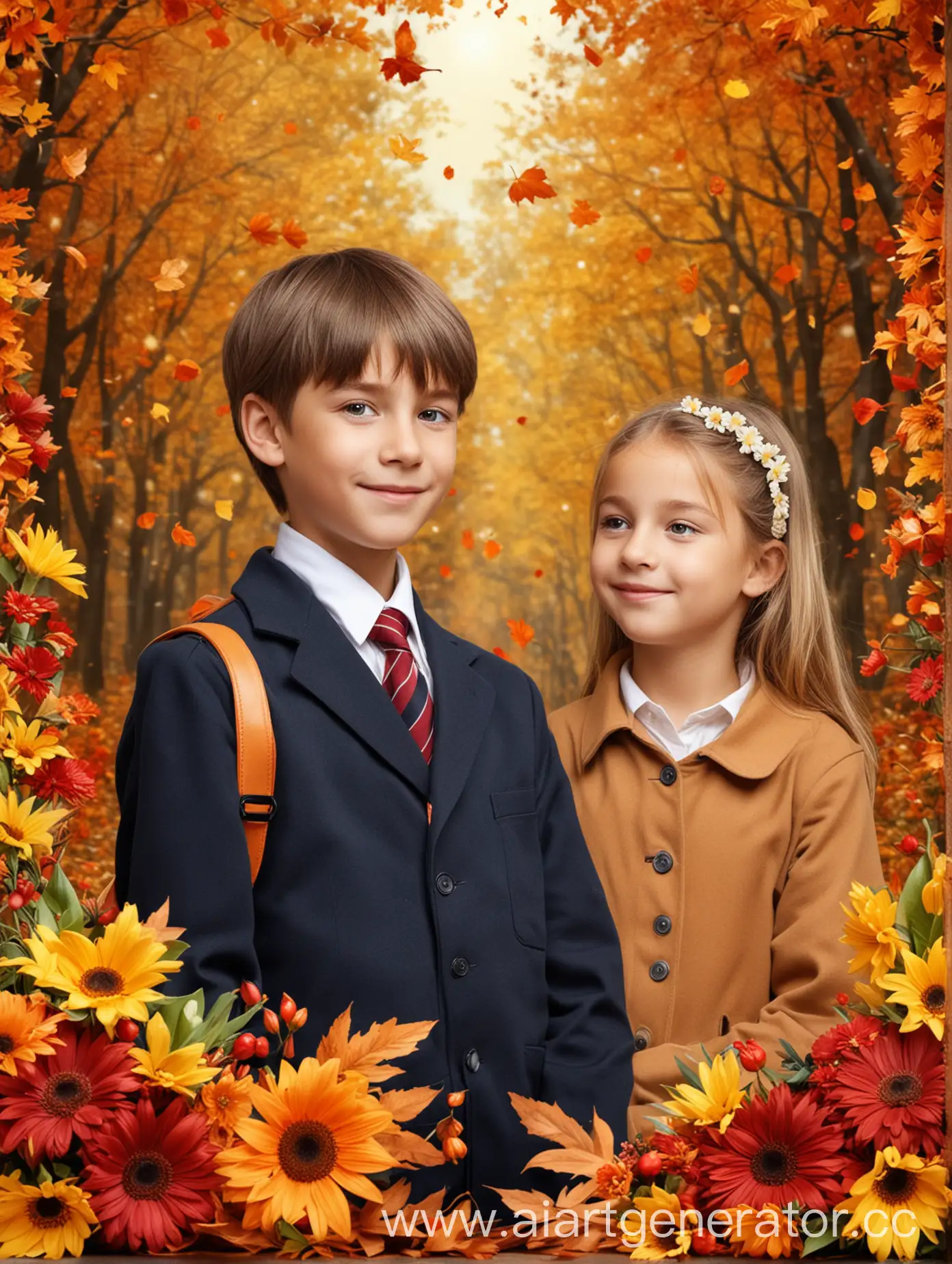 Children-Celebrating-Knowledge-Day-with-Flowers-in-Autumn