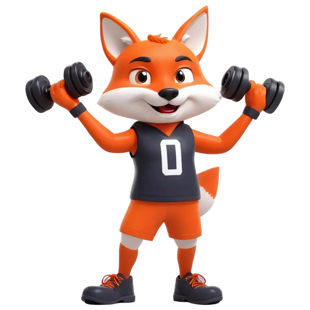 PNG-Image-of-a-Fox-Mascot-in-Sportswear-with-Dumbbells-Creative-and-Dynamic-Artwork