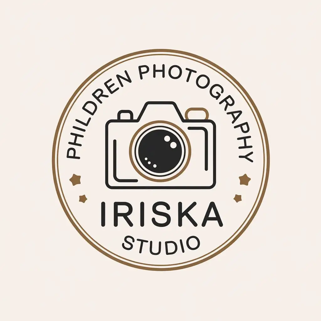 LOGO-Design-for-Iriska-Children-Photography-Studio-Camera-Symbol-on-Clear-Background