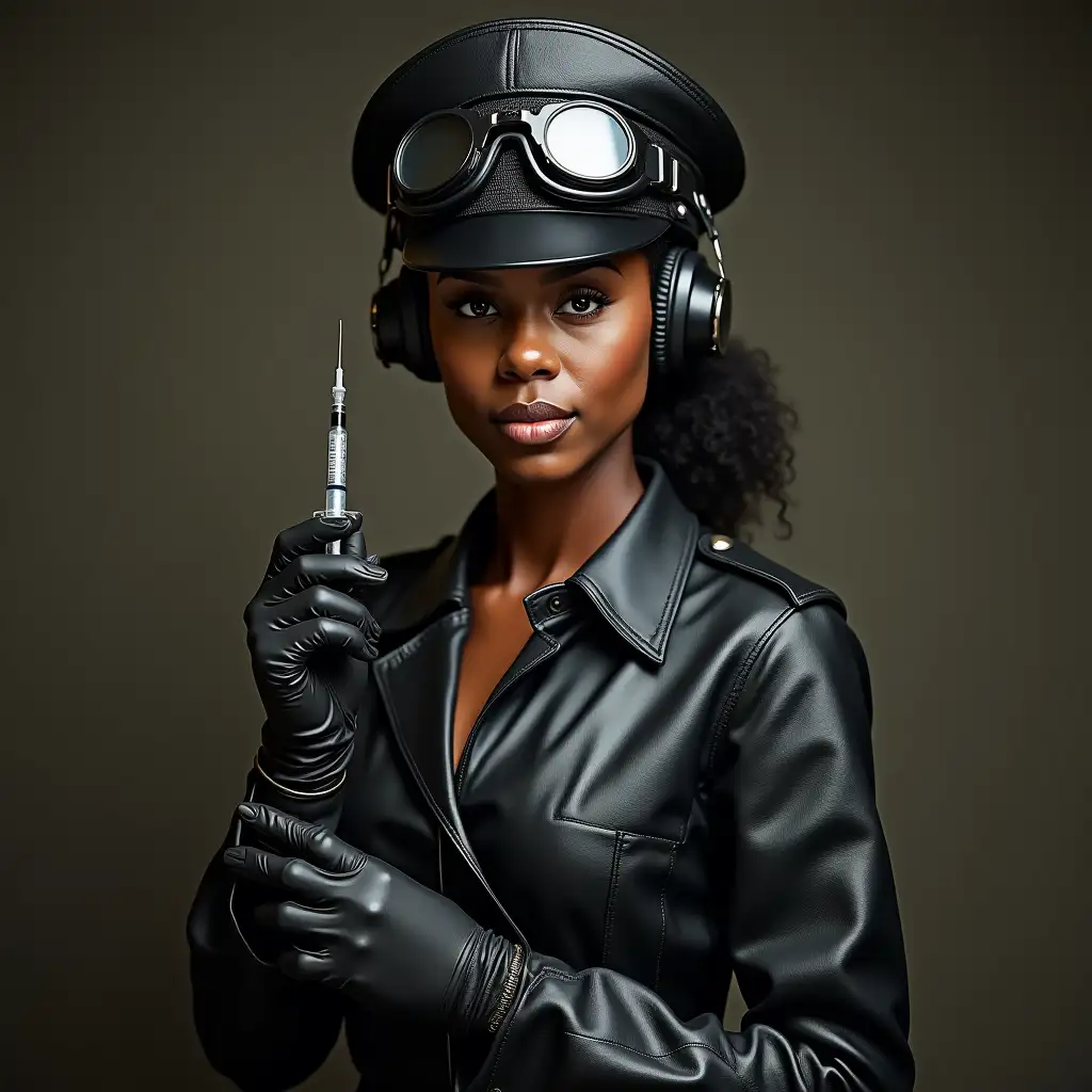 African-Nurse-in-Leather-Uniform-with-Injection-Needle