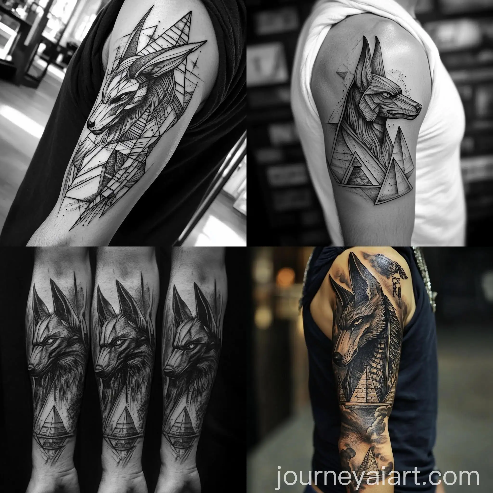 Egyptian-God-Anubis-with-Pyramids-Arm-Tattoos-Artwork