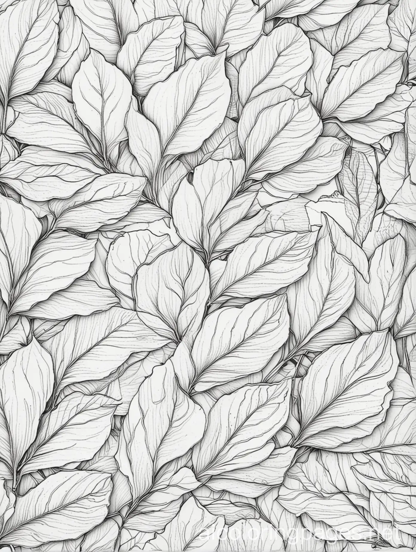 Dogwood-Leaves-Coloring-Page-Black-and-White-Line-Art