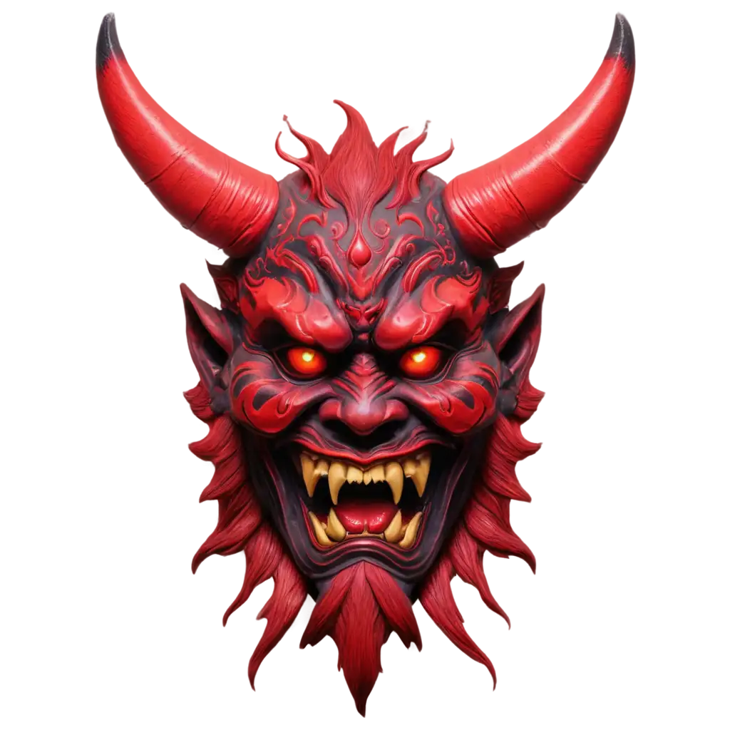 Oni-Mask-PNG-Image-with-Horns-and-Red-Mist-Captivating-Digital-Art