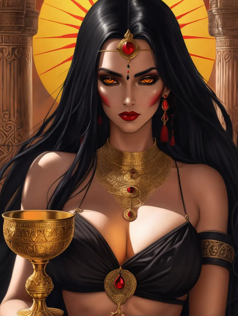 Babylonian-Vampire-Queen-Drinking-Blood-from-Golden-Chalice