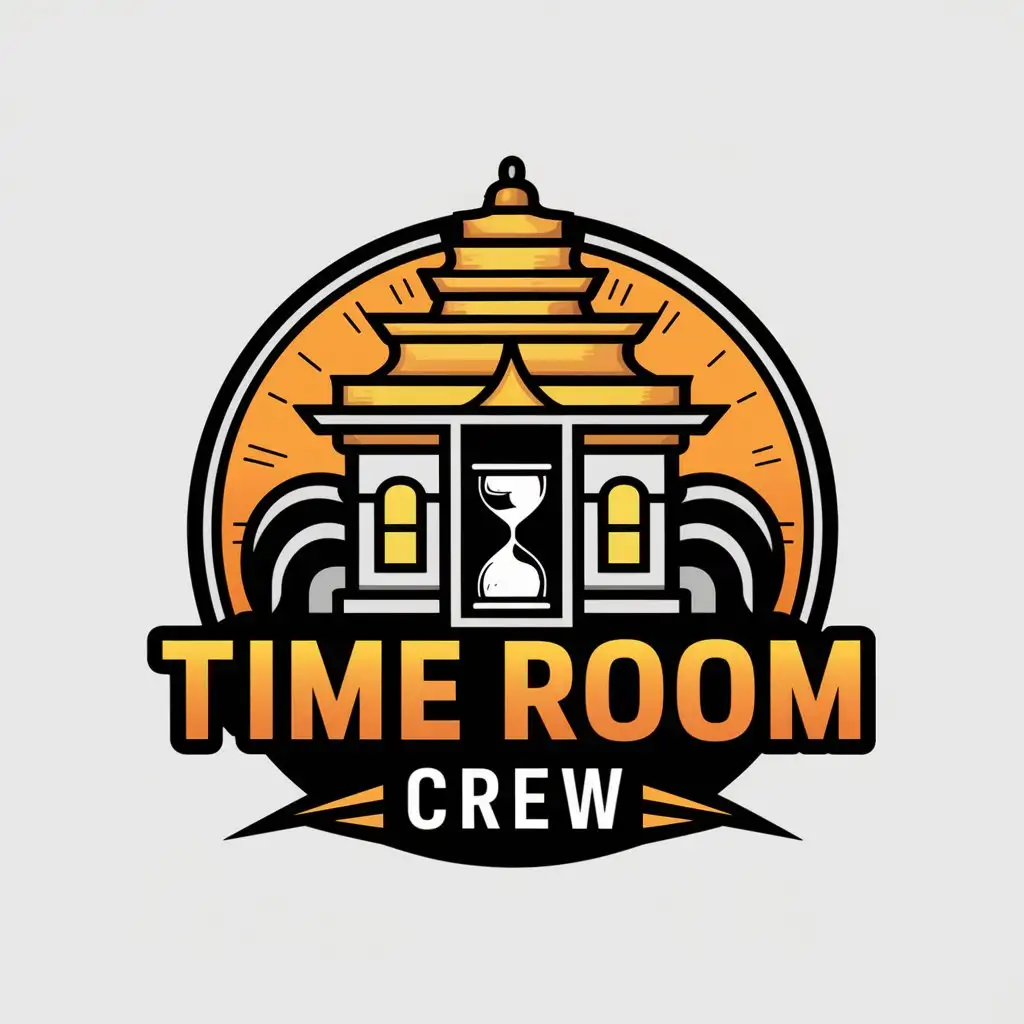 LOGO Design for Time Room Crew Temple and Hourglass Symbol with Shenron Dragon Theme