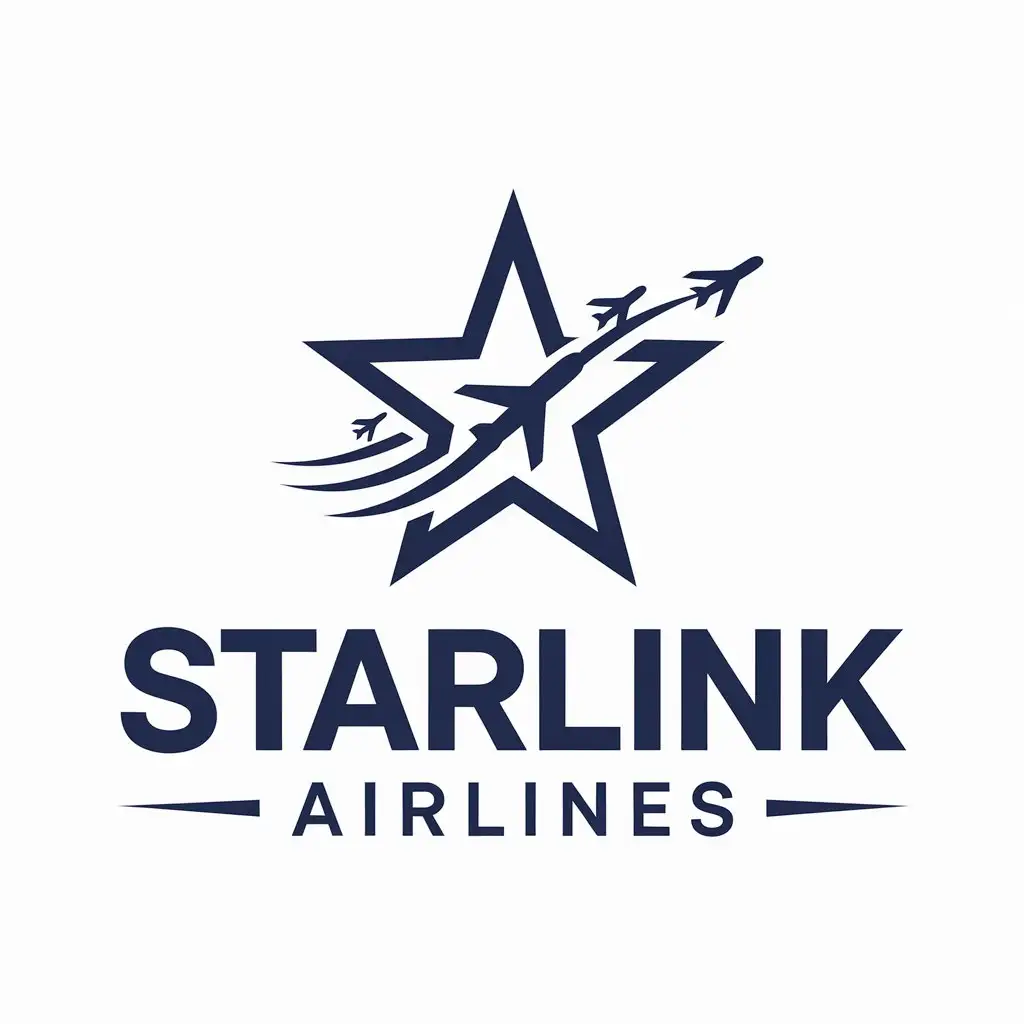 Logo-Design-for-Starlink-Airlines-Stars-and-Plane-in-Modern-Style