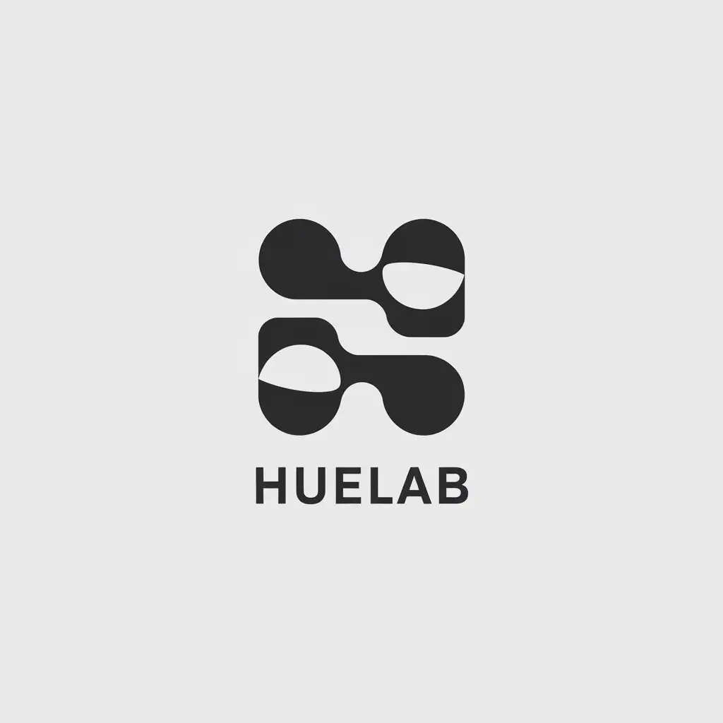 a vector logo design,with the text "huelab", main symbol:Concept: Using minimalism to emphasize professionalism and aesthetic purity of the agency. Image: A simple abstract form consisting of black-and-white elements symbolizing balance and style.,Minimalistic,clear background