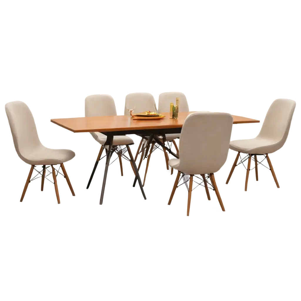 Illustration-of-Dining-Table-with-Six-Chairs-in-PNG-Format