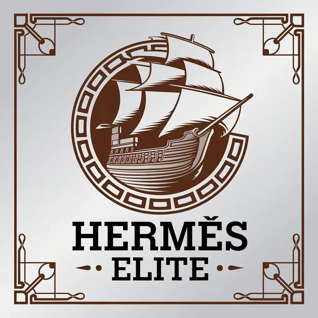 LOGO-Design-For-Hermes-Elite-Ancient-Ship-Symbol-in-Vector-Style