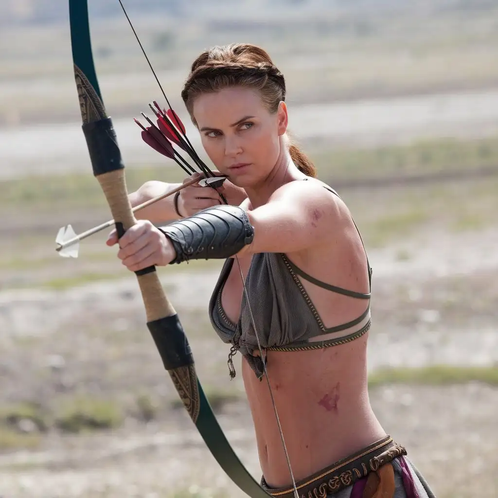 Charlize-Theron-as-Artemis-Hunting-with-a-Bow-in-Cinematic-Style