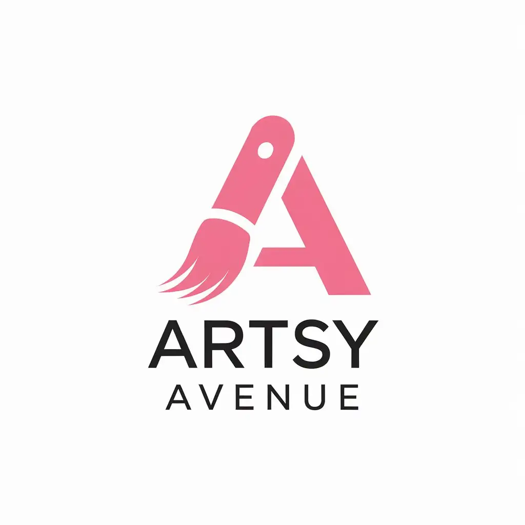 LOGO Design for Artsy Avenue Minimalistic Pink Brush Symbol with Clear Background