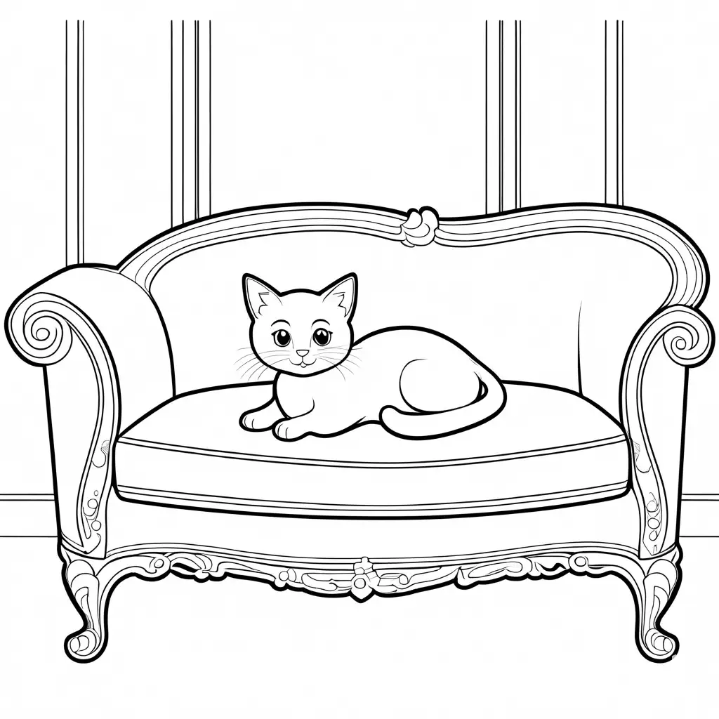 Cartoon-Kitten-Playing-on-Couch-Coloring-Page