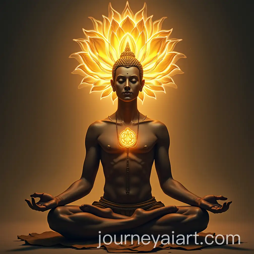 Advocate-Meditating-in-Lotus-Pose-with-Gold-Lotus-Crown-Chakra-and-Law-Symbol