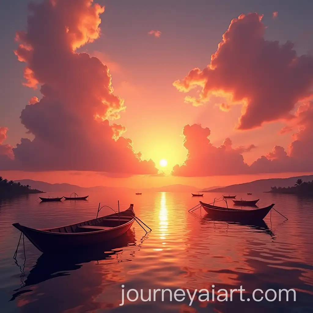 StAI-Art-Prompt-Expansionunning-Sunset-Over-Kendari-Bay-with-Traditional-Wooden-Boats-and-Menara-Alam-Landmark
