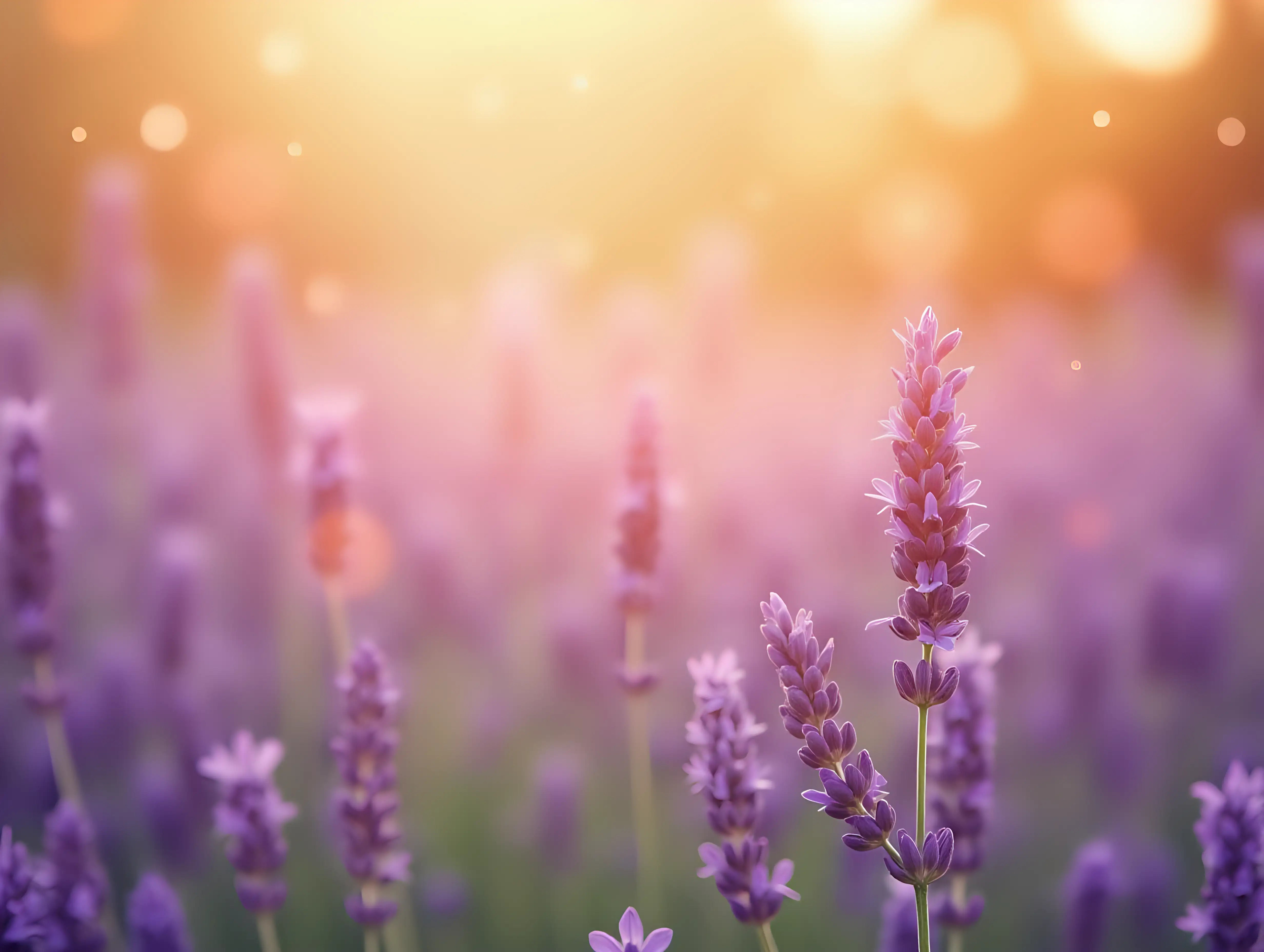 Dreamy-Lavender-Field-Bathed-in-Golden-Sunlight-with-Soft-Bokeh-Background