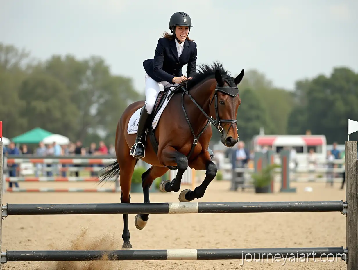 Samantha-Fox-Riding-and-Jumping-on-a-Horse