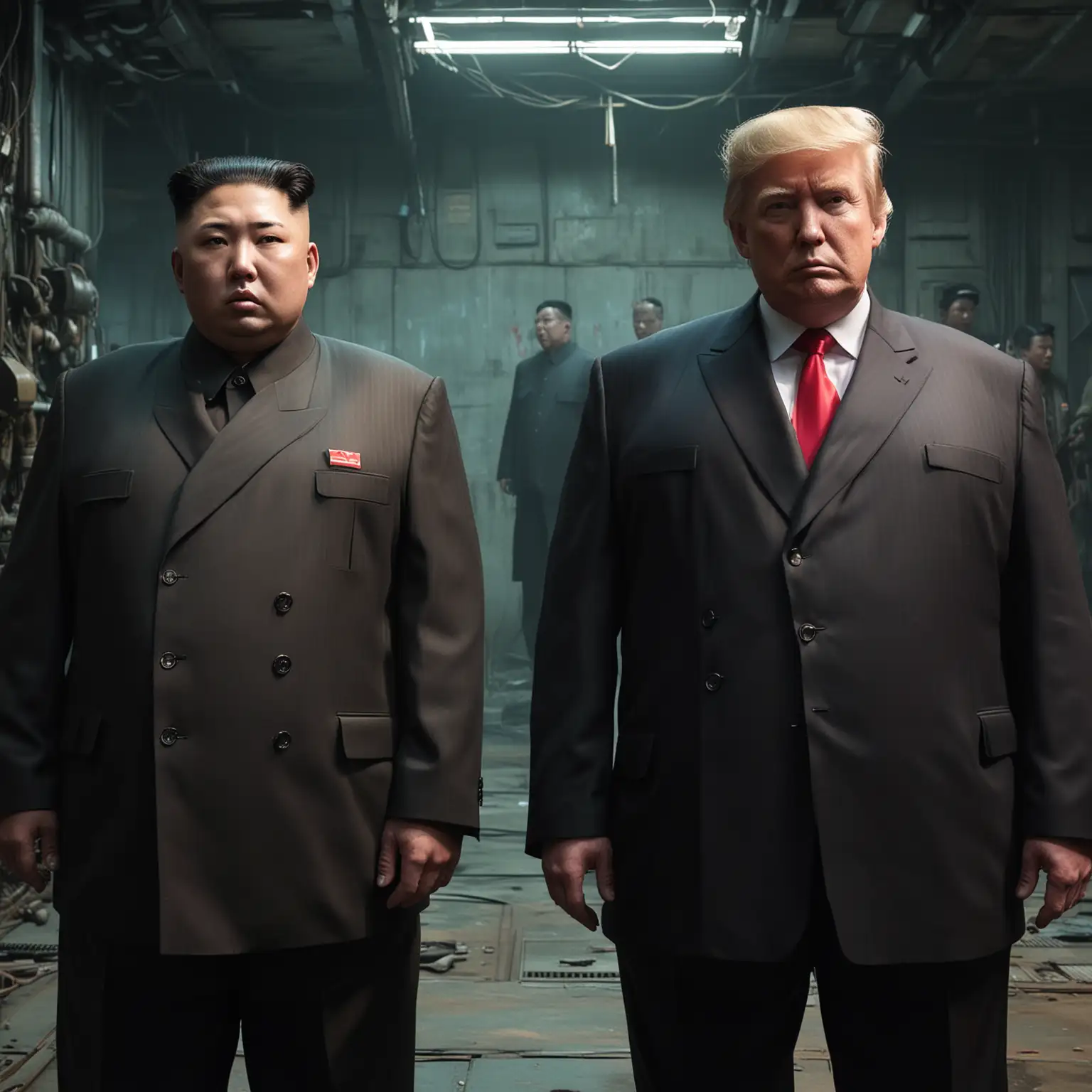 Donald-Trump-and-Kim-Jongun-in-Cyberpunk-Style-Standing-Side-by-Side