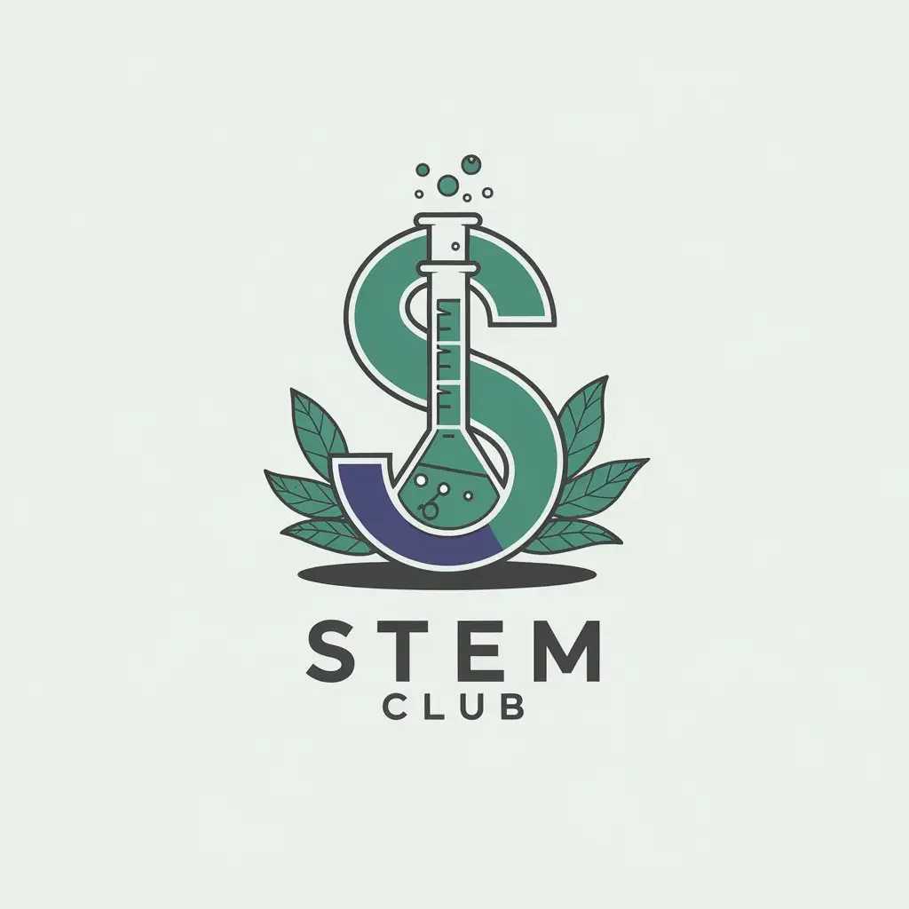 LOGO Design for Stem Club Vector Design with Flask S Symbol and Chemical Elements