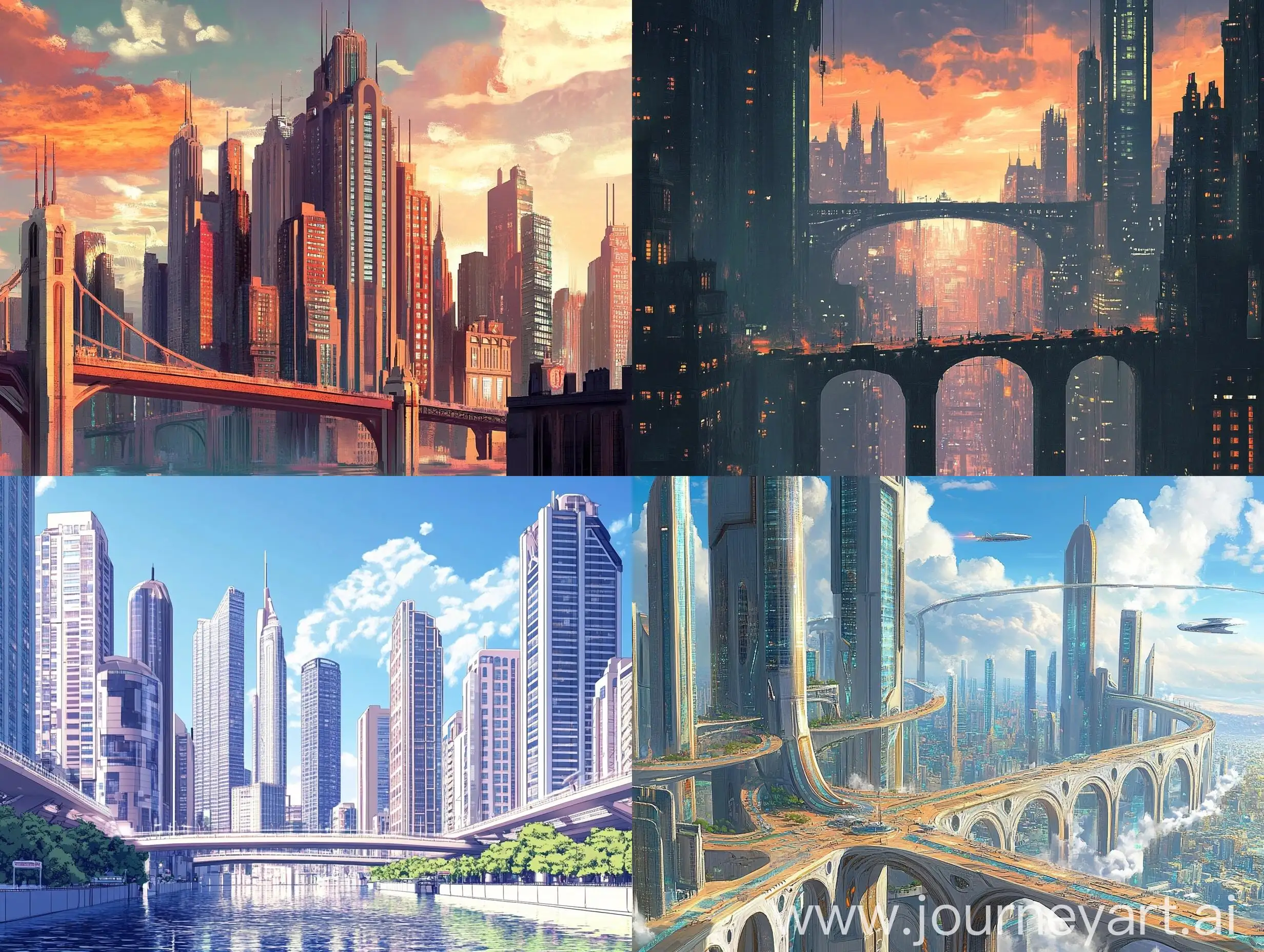 Cityscape-with-Ardeco-Architecture-Skyscrapers-and-Bridges