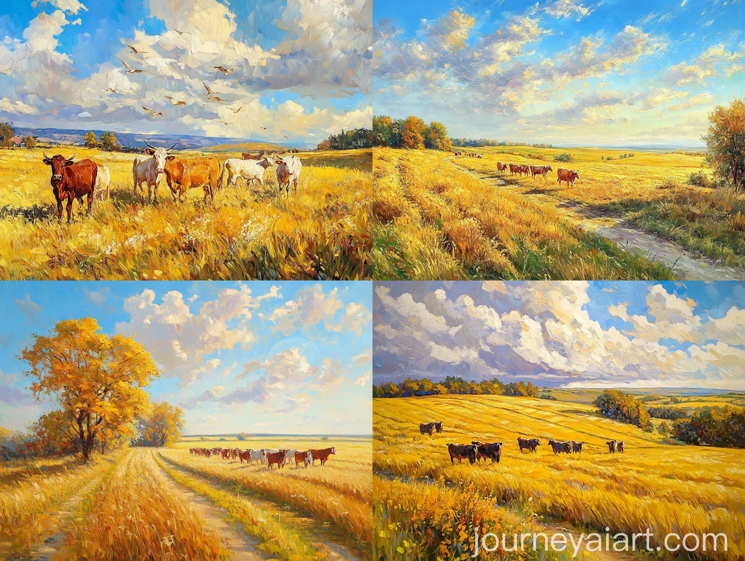 Golden-Fields-Tranquil-Pastoral-Scene-with-Cattle-and-Horses-under-Autumn-Sky